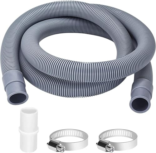 Drain Hose Extension for Washing Machines and Dishwashers, 1.5M Universal, with Hose Connector and Clamps