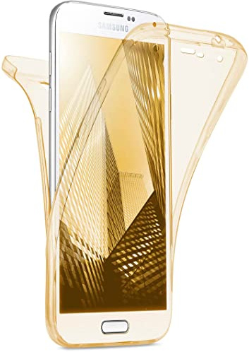 moex Double Case für Samsung Galaxy S5 / S5 Neo Hülle Silikon Transparent, 360 Grad Full Body Rundum-Schutz, Komplett Schutzhülle beidseitig, Handyhülle vorne und hinten - Gold