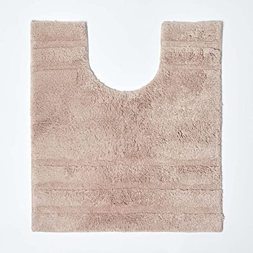HOMESCAPES Tapis de Bain antidérapant 50 x 55 cm, Tapis Contour WC en Pur Coton Ultra Doux, Couleur Beige