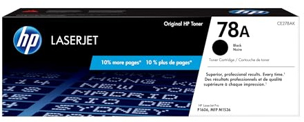 HP 78A Black Toner Cartridge | Works Laserjet Pro P1566, P1606 Series, Laserjet Pro MFP M1536 Series | CE278A