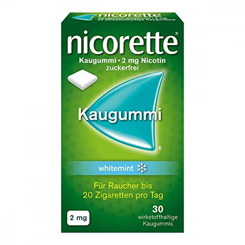 NICORETTE Kaugummi 2mg whitemint – Nikotinkaugummi zur Raucherentwöhnung – Zahnweißeffekt – Minzgeschmack – 2mg Nikotin – 30 St.