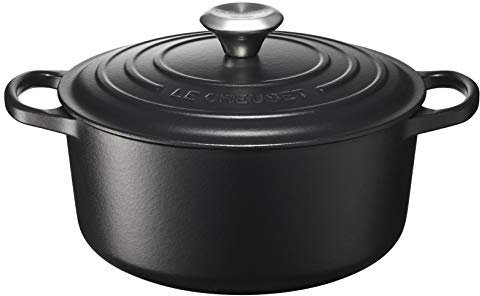 Le Creuset Colección Signature Cacerola Redondas, Hierro Fundido, Negro Mate, 24 cm