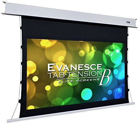 Elite Screens Evanesce Tab-Tension B, 100-inch 16:9, 4K / 8K HD, Recessed in-Ceiling Electric Tab Tensioned Projector Screen, Matte White Projection Screen Surface Programmed Remote Kit, ETB100HW3-E12