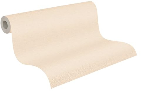 A.S. Création Vliestapete mit Textilstruktur - helle Uni-Tapete in Beige, Orange, Rosa 10,05 m x 0,53 m - 306896