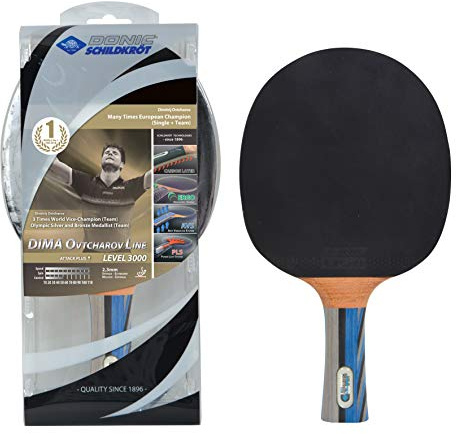 Donic-Schildkröt Bordtennisracket Ovtcharov 3000, premium racket med kolinlägg, AVS, PLS & ergo handtag, 2,3 mm svamp, liga- ITTF-beläggning, i blister, 754400