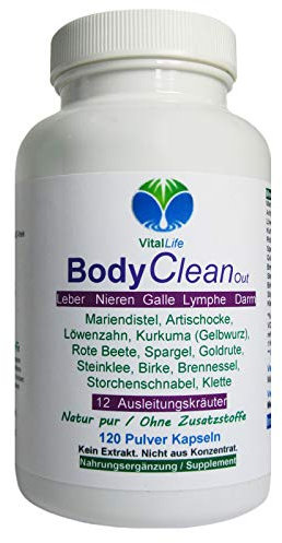 Bitterstoffe BODY Clean Out 12 Kräuter 120 Kapseln - Mariendistel Artischocke Löwenzahn Kurkuma Brennnessel +++ nach HILDEGARD von BINGEN. NATUR pur [OHNE Zusatzstoffe] 26507-120