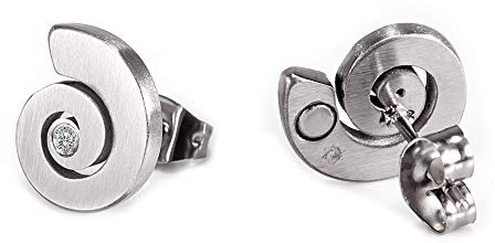 Klassische Magnet Pley Schnecke Ohrstecker oder Kette dezent mit Solitaire Kristall medizinischer Edelstahl allergiefrei Magnetschmuck 4you # 1247 (1247P)