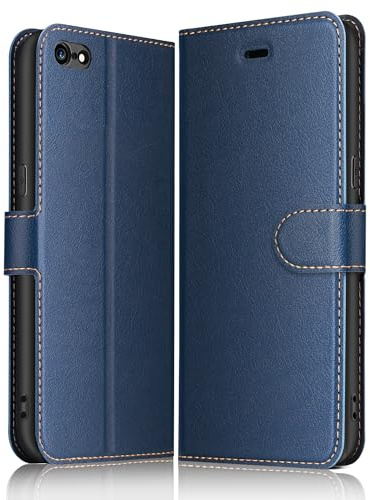 ELESNOW Hülle für iPhone 6 Plus / 6S Plus, PU Leder Klappbar Wallet Handyhülle Schutzhülle Tasche mit Kartenfach, Standfunktion, Magnetisch für Apple iPhone 6 Plus / 6S Plus Hüllen (Blau)