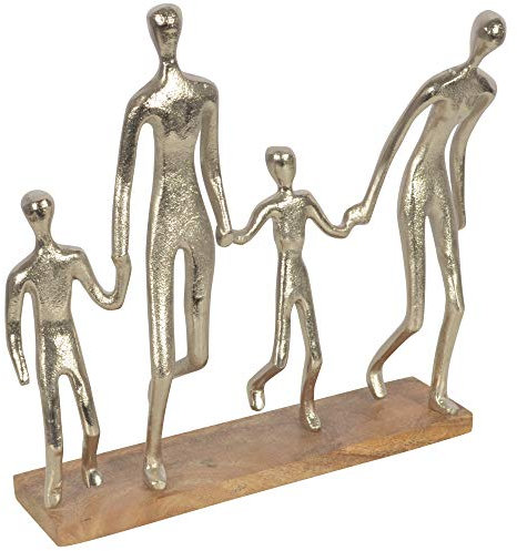 CHICCIE Figur Familie Silber 30cm - Skulptur Deko-Objekt Dekofigur Holzaufsteller