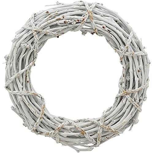 matches21 Deko Kranz Türkranz Tischkranz aus Rattan weiß geschichtet & gewickelt Holz Naturmaterial 1 STK - Ø 50x11 cm
