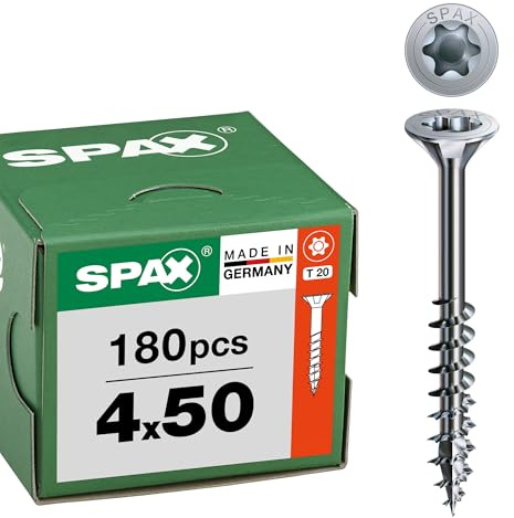 SPAX Tornillo Universal 4 x 50 mm, 180 pzas., T20, Rosca Parcial, WIROX