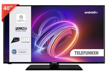 TELEFUNKEN Smart TV 40 Full HD TE40550G54V4DAZ, TV LED 40 Pollici con Google Assistant Integrato, Compatibile con Google Home, Digitale DVB-T2, Dolby Vision HDR10, Android TV, Dolby Audio