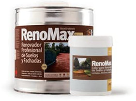 RENOMAX - Resina Hormigon Impreso y Superficies Porosas Al Disolvente + Tinte Hormigon Impreso Color Cemento, 2L Cubre hasta 20m² | Repara y Protege Suelos,Fachadas | Fácil de Aplicar, Garantía 5 Años