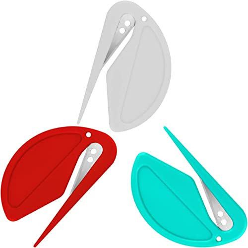3 Stück Brieföffner, Kunststoff Slitter, Effizient Mail Öffner Tool, Brieföffner & Paketöffner Mini, Versteckte Klinge, Sicher und Effektiv, Ldeal zum Öffnen von Umschlägen, Post, Paketen