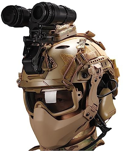 Paintball CS Jeu Tactique Fast Tactical SF Casque Camouflage Lunettes De Protection Casque Anti-Bruit Set De Lumière De Signalisation Équipement Militaire Ventilateur (Color : Set J)
