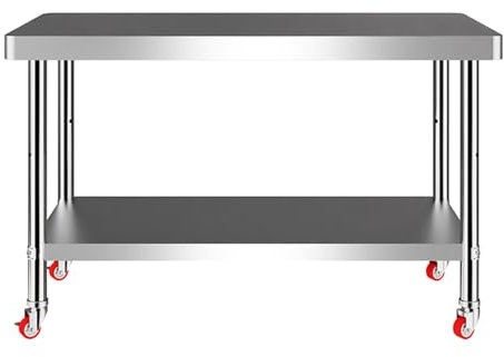 Edelstahl Arbeitstisch Edelstahltisch mit Rollen Küchentisch für küchenvorbereitungsarbeit Küche Lebensmittel Zubereitungstisch(120x40cm/47.2X15.7in)