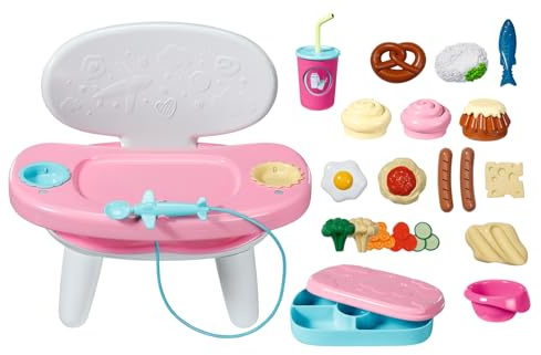 BABY born Tavolo da pranzo con funzione luce e suono - Oltre 10 piatti e bevande diversi - Adatto a tutte le bambole da 43 cm