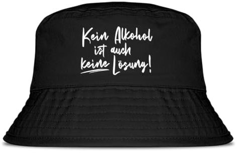 Prozente Momente Kein Alkohol ist auch Keine Lösung - Fischerhut | Anglerhut | Sonnenhut | Sommer | Malle | lustige Sprüche | OneSize | Malle | Urlaub | Schwarz