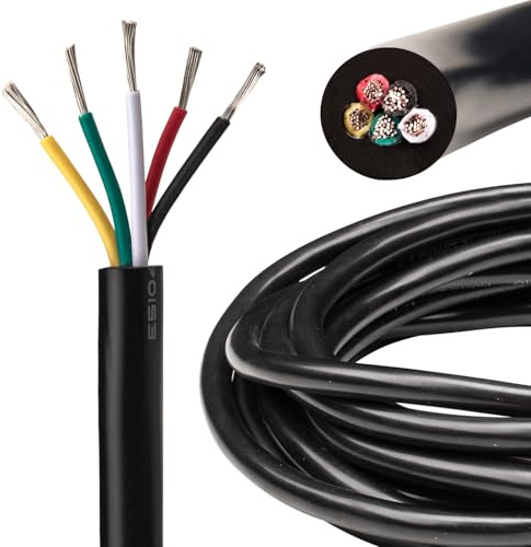URCIANOW 5x0,75mm² Verlängerungskabel 18AWG 5-adriges Kupferkabel 5M Sauerstofffreies verzinntes Mehrlitzenkabel UL2464 300V Für 5V/12V/24V Kleingeräte