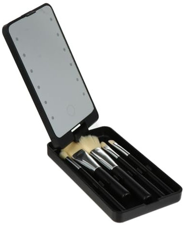 Beatifufu 5stücke Led-schminkspiegel Mit Bürste Und Ablage Reisespiegel Mit Led-licht Kosmetikspiegel Für Damen Für Reisen Und Make-up