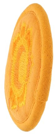 Buddhistische Klangschalenmatte aus Baumwollstoff, Orange, Handbestickt | Kompaktes, Leichtes Design, Runde Form, Zubehör für Buddha Klangschalen