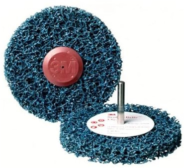 ChimpTools - 3M Scotch Brite Grobreinigungsscheibe, soft mit Schaft - Rost & Grobreinigungsscheibe - Reinigungsscheiben für Radnabe - CSD Scheibe Schleifscheibe - Nylon Gewebescheibe 100mm