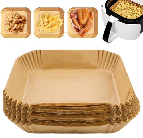 Raxfekro 150 Stück Backpapier für Heißluftfritteuse 20x20x4.5cm Airfryer Backpapier für Ninja Dual Zone Kompatibel mit Ninja AF300EU AF400EU und Anderen Dual Zone Air Fryer (20 x20 x 4.5cm)