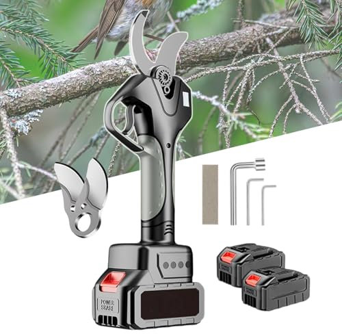 YLANMEI Sécateur électrique, sécateur électrique avec Perche télescopique de 2,1 m, 2 sécateurs sans Fil alimentés par Batterie, Ciseaux à Branches efficaces sans Effort pour haie, buisson, verger