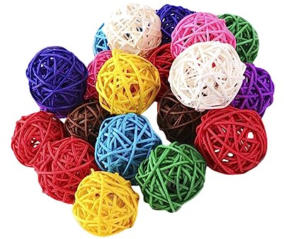 Ciieeo 50 Pièces Boules De Rotin Aromathérapie 3Cm Multicolores Suspendues Ornements pour Décoration Sapin De Noël Fête Mariage Jardin