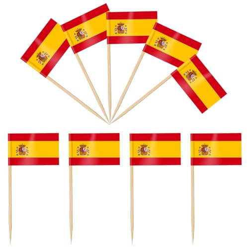 iLamvie 100 PCS Spagnolo Bandiera di Stuzzicadenti,Mini Bandierine Spagnolo Stuzzicadenti,Carta Bandiera Spagnolo Picks,Utilizzato per Panini Frutta Festa Pub Decorazione