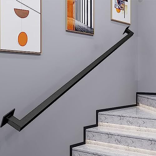 Corrimano per scale nere da 360 cm, per interni ed esterni, ringhiere per scale di sicurezza a parete, asta di supporto per corridoio per villa loft antiscivolo scala a chiocciola