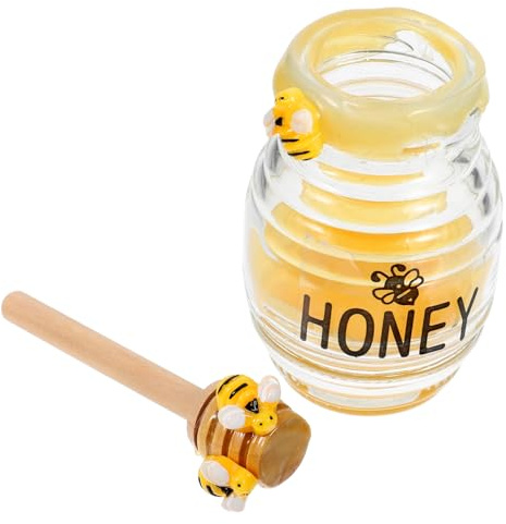 VERDANVERSE Versatile Honey Pot Party Honeycomb Centerpieces with Unique Bee-themed Design, Glass and Wood Beehive Decor for Party Scenes and Holiday Decor, Featuring Decorative Bees and Fake