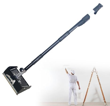 Strumenti di finitura piatta Scatola Raschietto per Stucco in Polvere Strumento per piana per cartongesso, con impugnatura da 41,7''-64,9'', cartongesso in lega di alluminio regolabile a 12