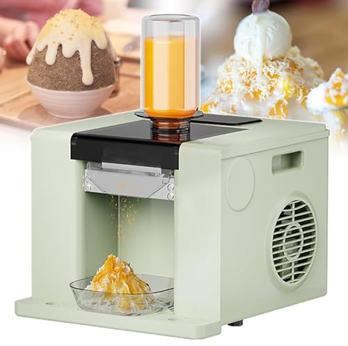 DDZJTPP 60KG/24H Snowflake Ice Machine, Snowflake Ice Maker, Snowflake Ice Shaver, Commercial Snow Ice Maker Crusher Machine for Snack Bar, with 750ml Barrel & Receiving Tray,Green