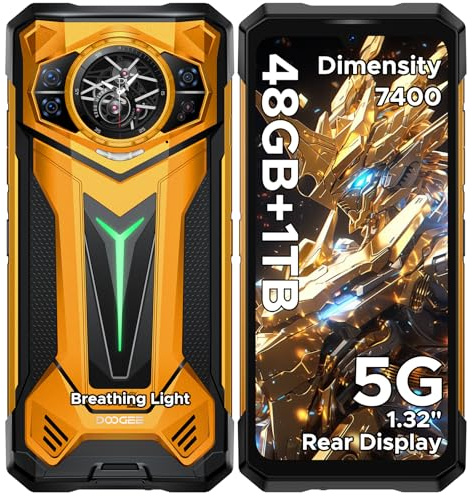 DOOGEE S200 Ultra Rugged Smartphone 5G, 48(12+36)GB+1 TB, 1.32AMOLED Rear Display, 6.72 FHD&120Hz, 4nm D7400 Android 15, 11000mAh/66W, 100MP+20MP Night vision, Light Effect,Face ID/BT5.4/ WiFi6E/NFC
