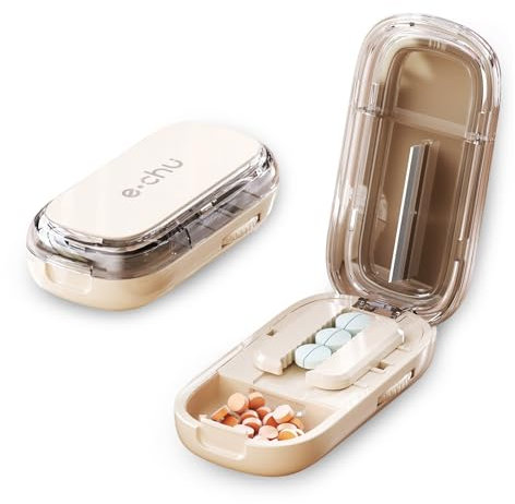 Tablettenteiler für Alle Tabletten, Tablettenmörser für Mehrfachpillen, Pill Cutter für Große & Kleine Tabletten, Präziser Tablettenschneider mit Aufbewahrungsfach, Ideal für Täglichen Gebrauch