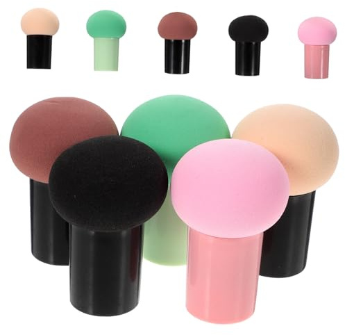 OUNONA 10 Stück Pilz Make up Schwämme Kosmetikquasten Dual Use Nass Trocken Hautfreundlich Mit Griff Für Foundation Rouge Puder Gesicht Make up Zubehör