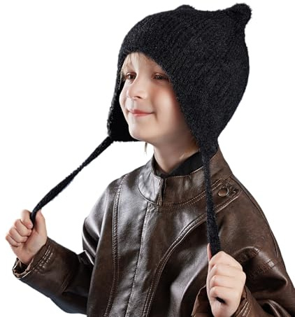 YAMEE Wintermütze Kinder Ohrenschutz Warme,Strickmütze für Jungen Bequeme und Weiche,Beanie Mütze für Mädchen Niedliche Winddicht,Skimütze für Unisex-Kinder Outdoor-Aktivitäten