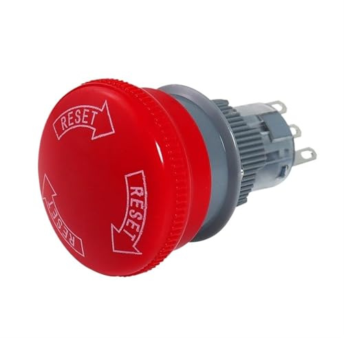 Interruptor de parada de emergencia de plástico de 16 mm, 1 NO 1 NC, pulsador con cabeza de hongo rojo con enclavamiento y autobloqueo(Short Type,16MM_LATCHING 1NO1NC)