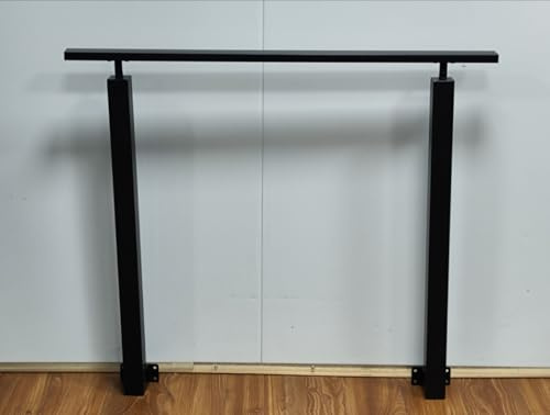 OVLRIJP Rampe d'escalier intérieure, balustrade en métal noir, poteaux de balustrade intérieure, main courante d'escalier intérieure pour villas, appartements, greniers, couloirs, balcons (noir H-Side