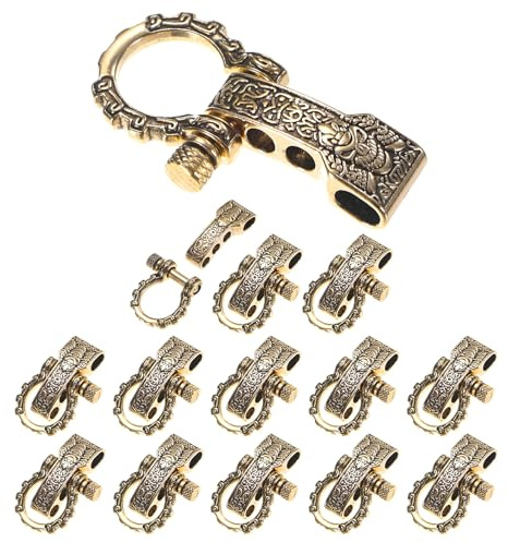 TIXIPEM Hebilla de grillete de pulsera de paracaídas [14 piezas] – Grillete de arco ajustable con patrón de metal para pulseras de supervivencia, cinturón y cuerda al aire libre – [cabeza redonda