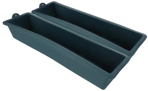 TOYANDONA 2pcs Heavy Duty Plastic Livestock Feeding Trough with Waste Reduction and Easy Cleaning Design for Poultry and Horses, for Outdoor Farm Use, Green Colour