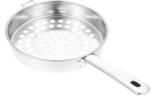 TOYANDONA Passoire à Fond Plat en Acier Inoxydable Poignée pour Refroidir Crevettes et Fruits de Mer, Ustensile la Cuisine Polyvalent pour Légumes et Salades