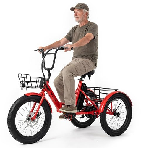 Wooken Electric Tricycle Trike for Adults Peak 750W, 20x2.6 Fat Tire E Trike Electric Bike, 3 Wheels Electric Bike 499.2Wh Removable Battery, Folding Electric Trike with Bracket, Up to 55 Miles