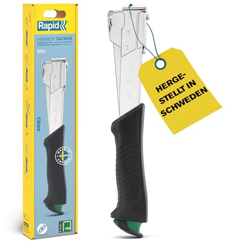Rapid R311 Häfthammare För Att Häfta Takpapp/Isoleringsmaterial/Plastfolie/Presenningar, Tålig Häfthammare i Stål, För Bredtrådsklammer Nr. 140, 6-12 mm (5001695)