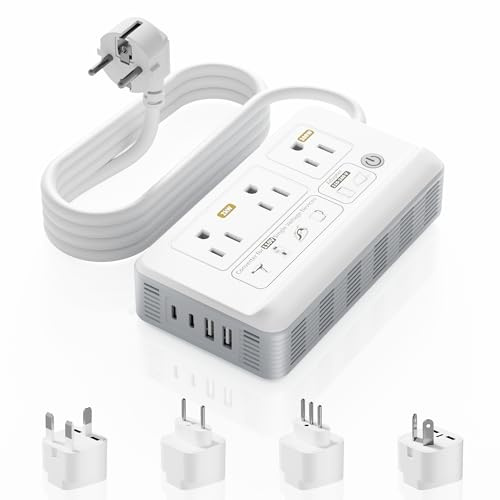 Mapambo 2000W Voltage Converter US to Europe, 7 in 1 Converter for European Travel for Hair Dryer, Kettles, Coffee Makers and etc. 220v to 110v Converter for International Travels (White)