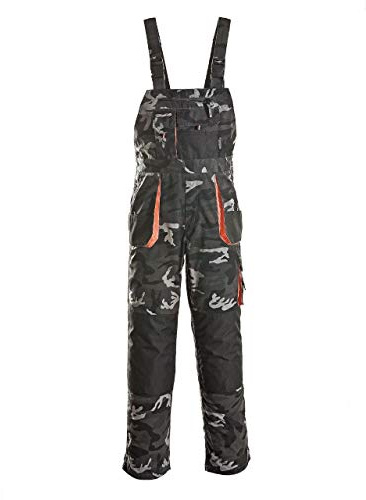Terratrend Job 3229-56-6210 Größe 56 Herren Latzhose, Camouflage/Grau/Schwarz