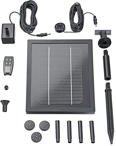 Pontec 43324 PondoSolar 250 Control - Solarwasserspielpumpe mit Akku und LED-Beleuchtung / Solarstromsystem für attraktive Fontänen, Black