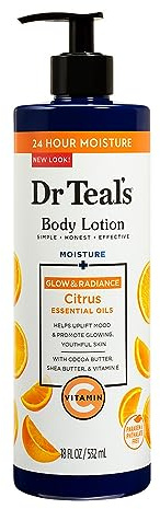 Dr Teal's Moisture Glow & Radiant Lotion corporelle avec vitamine C et huile d'agrumes, 532,3 ml