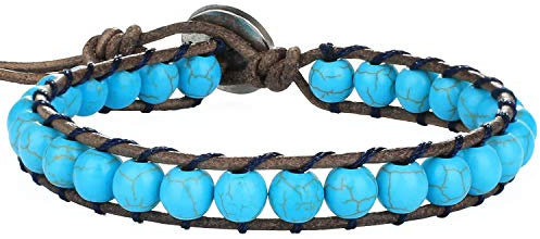 KELITCH Leder Wickelarmbänder Malachit Perlen Armbänder Handgefertigt Armbänder Verstellbarer Armreif